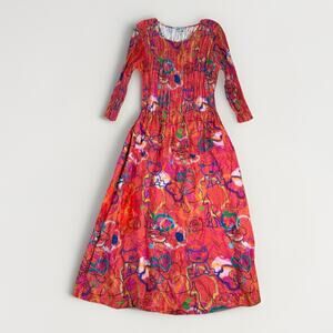 Alquema Smash Pocket Midi Dress 3/4 Sleeve Graffiti Abstract Size 0 US S / M